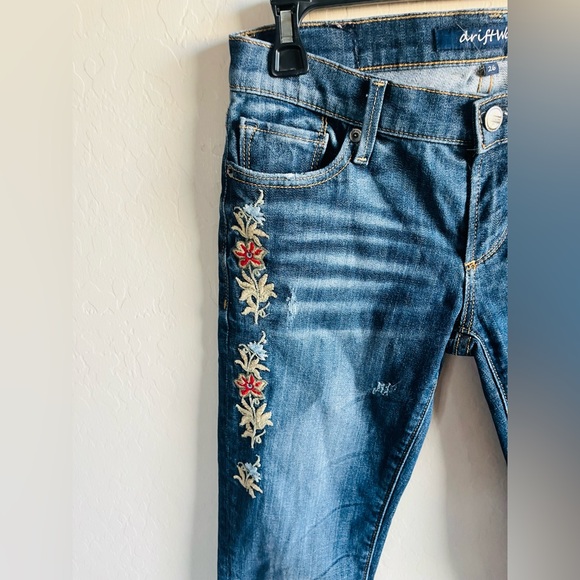 DRIFTWOOD Women’s Jackie Embroidered Floral Skinny Jeans Size 26 Boho Artsy - Picture 3 of 4